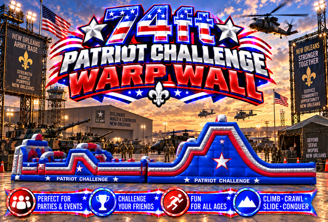 74 Ft Patriot Challenge Obstacle course with warp wall 74 Ft Patriot Challenge Obstacle course with warp wall