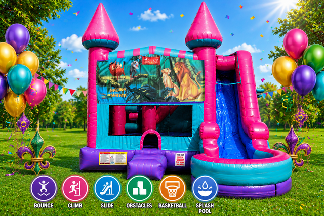 Lion King Inflatable Pink Combo 7in1 Lion King Inflatable Pink Combo 7in1