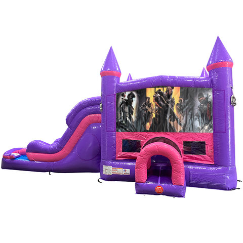 Call of Duty Dream Double Lane Wet/Dry Dry Slide with Bounce House