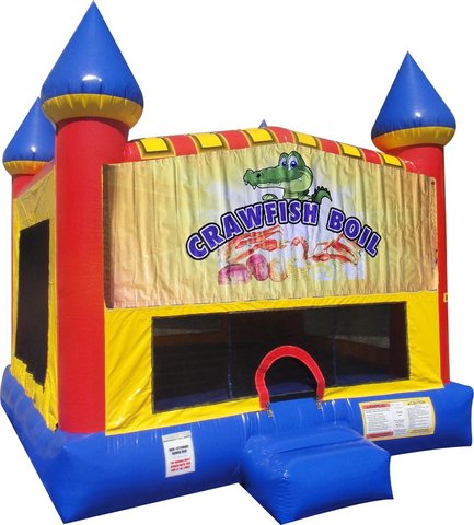 Crawfish Boil Inflatable bounce house with Basketball Goal
