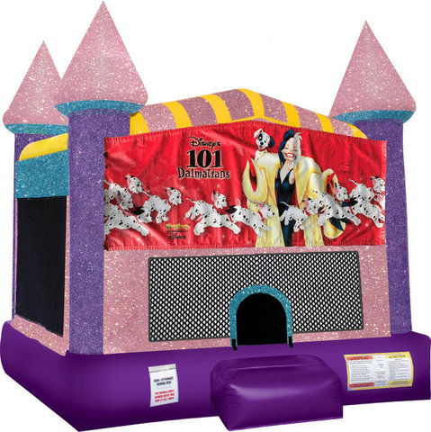 Dalmatians 101 bounce house with Basketball Goal Pink