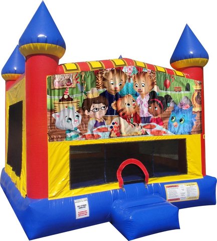 Daniel the Tiger bounce house with Basketball Goal