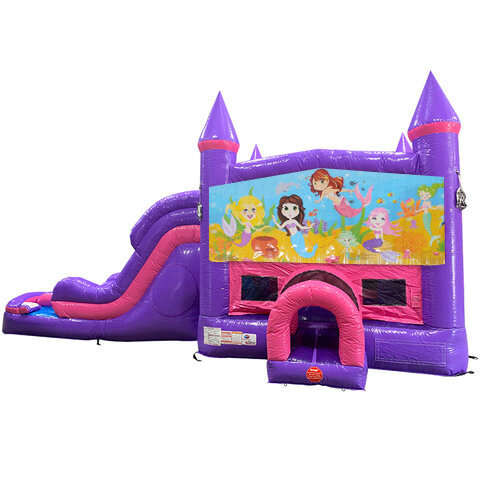 Mermaids Dream Double Lane Wet/Dry Slide with Bounce House