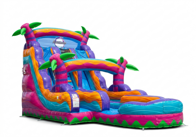 18 Ft Pink Paradise Water Slide Double lane 18 Ft Pink Paradise Water Slide Double lane