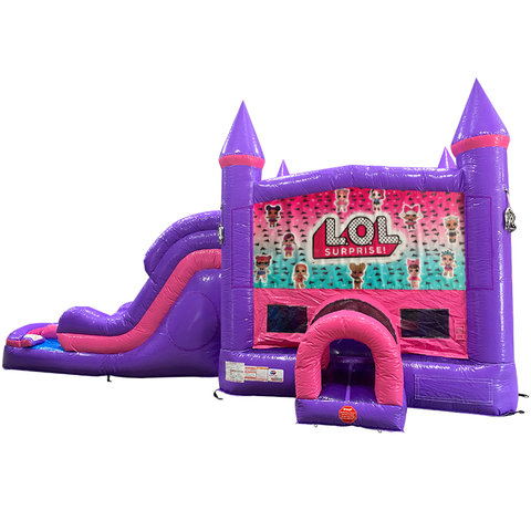 LOL Dream Double Lane Wet/Dry Slide with Bounce House