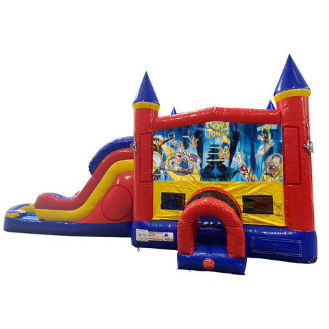 Looney Toons Double Lane Water Slide with Bounce House