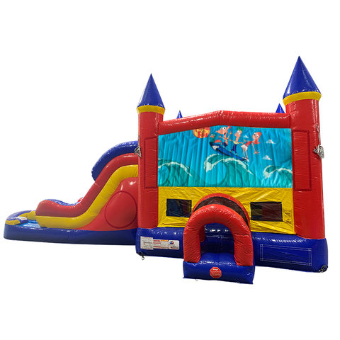 Phineas and Ferb Double Lane Water Slide with Bounce House Phineas and Ferb Double Lane Water Slide with Bounce House