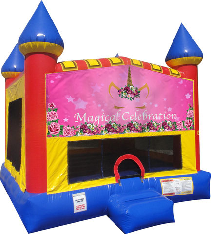 Unicorn Magical Inflatable bounce house with Basketball Goal