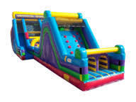 60 Ft. Obstacle course Vertical rush 20 Ft. tall, and 17 Ft. tall rock climb slide 60 Ft. Obstacle course Vertical rush 20 Ft. tall, and 17 Ft. tall rock climb slide
