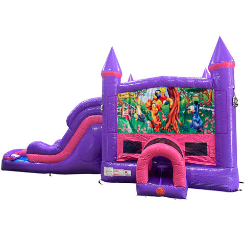 Winnie the Pooh Dream Double Lane Wet/Dry Slide with Bounce House