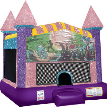 Zombies 2 Inflatable bounce house with Basketball Goal Pink