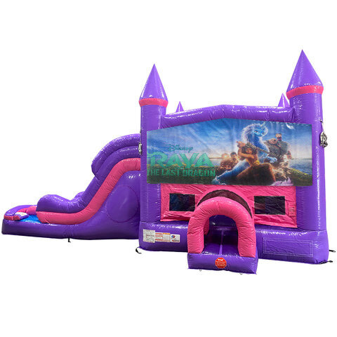 Raya Dream Double Lane Wet/Dry Slide with Bounce House Raya Dream Double Lane Wet/Dry Slide with Bounce House