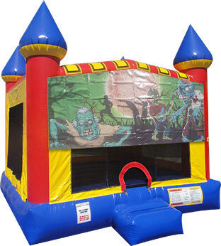 Zombies 2 Inflatable bounce house with Basketball Goal