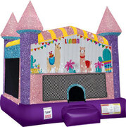 Llama Inflatable bounce house with Basketball Goal Pink
