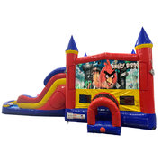 Angry Birds Double Lane Water Slide with Bounce House