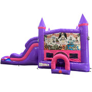 Armed Forces Dream Double Lane Wet/Dry Slide with Bounce House