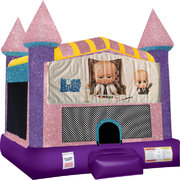 Boss Baby Inflatable Bounce house with Basketball Goal Pink