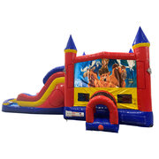 Brother Bear Double Lane Water Slide with Bounce House