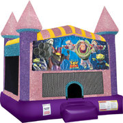 Buzz Lightyear Inflatable bounce house with Basketball Goal Pink