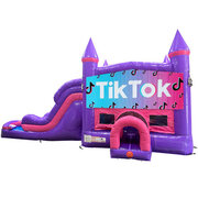 Tik Tok Dream Double Lane Wet/Dry Slide with Bounce House
