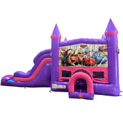 Cars Dream Double Lane Wet/Dry Slide with Bounce House