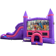 Construction Dream Double Lane Wet/Dry Slide with Bounce House
