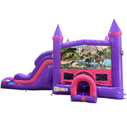 Dinosaurs 4 Dream Double Lane Wet/Dry Slide with Bounce House