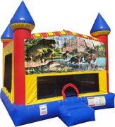 Dinosaurs 4 Inflatable bounce house with Basketball Goal