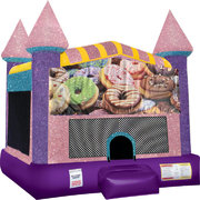 Donuts Inflatable Bounce house with Basketball Goal Pink