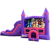 Five Nights of Freddy Dream Double Lane Wet/Dry Slide with Bounce House