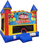 Happy B-Day Cake bounce house with Basketball Goal