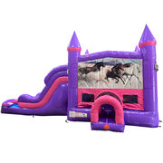 Horses Dream Double Lane Wet/Dry Slide with Bounce House
