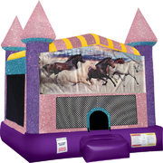 Horses Bounce house with Basketball Goal (Pink)