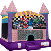 Hot Wheels Inflatable Bounce house with Basketball Goal Pink