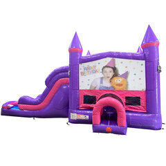 Ms. Rachel Dream Double Lane Wet/Dry Slide with Bounce House