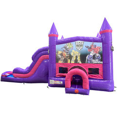 Transformers Dream Double Lane Wet/Dry Slide with Bounce House
