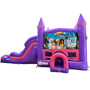Madagascar Dream Double Lane Wet/Dry Slide with Bounce House