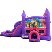 Sesame Street Dream Double Lane Wet/Dry Slide with Bounce House
