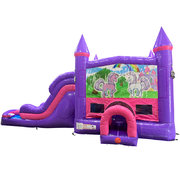 Unicorn Friends Dream Double Lane Wet/Dry Slide with Bounce House