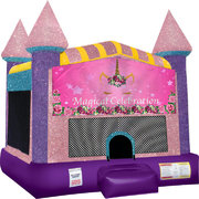 Unicorn Magical Inflatable bounce house with Basketball Goal Pink