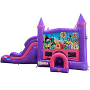 Veggie Tales Dream Double Lane Wet/Dry Slide with Bounce House