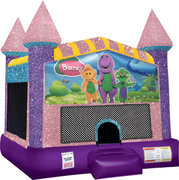 Barney Inflatable Bounce house with Basketball Goal Pink