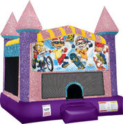 Rocket Power Inflatable bounce house with Basketball Goal Pink
