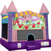 Strawberry Shortcake Inflatable bounce house with basketball goal pink