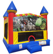 Zombies vs Plants Inflatable bounce house party rental with Basketball Goal