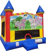 Unicorn Friends Inflatable bounce house with Basketball Goal
