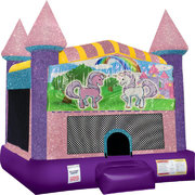 Unicorn Friends Inflatable bounce house with Basketball Goal Pink