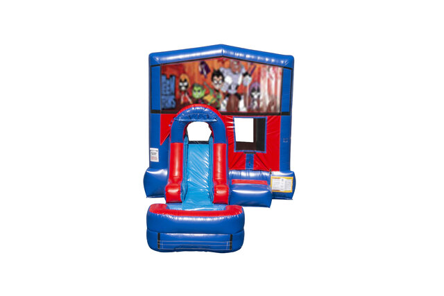 Teen Titans ez front slide bounce house combo Teen Titans ez front slide bounce house combo