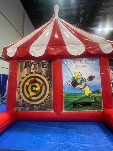 Carnival 4 in 1 axe throwing football baseball pin the tale on the donkey Carnival 4 in 1 axe throwing football baseball pin the tale on the donkey