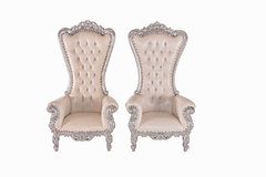 WHITE & SILVER SINGLE THRONE CHAIR WHITE & SILVER SINGLE THRONE CHAIR
